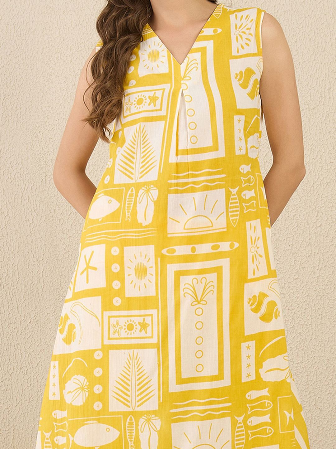 Indo Era Women Ethnic Motifs Printed Pleated Pure Cotton Kurta with Trousers - Distacart