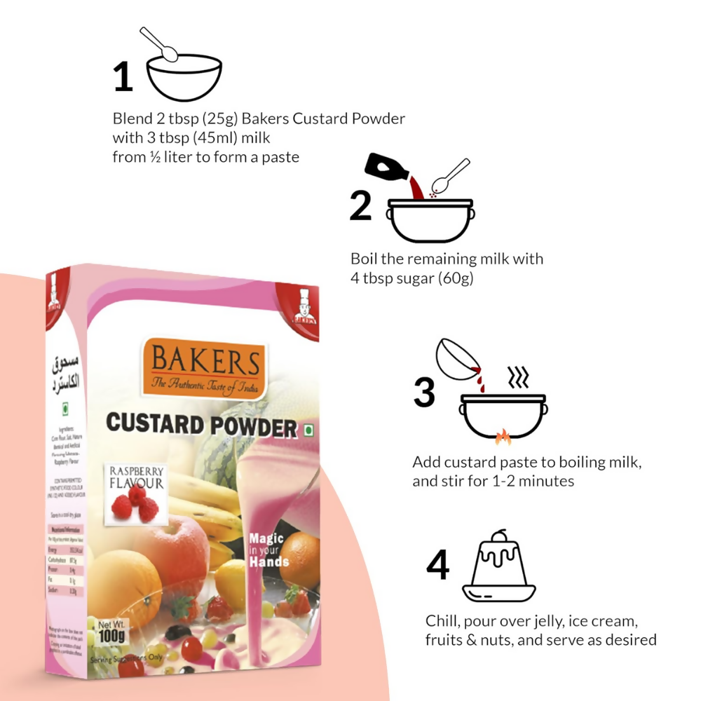 BAKERS Raspberry Flavored Custard Powder - Dista