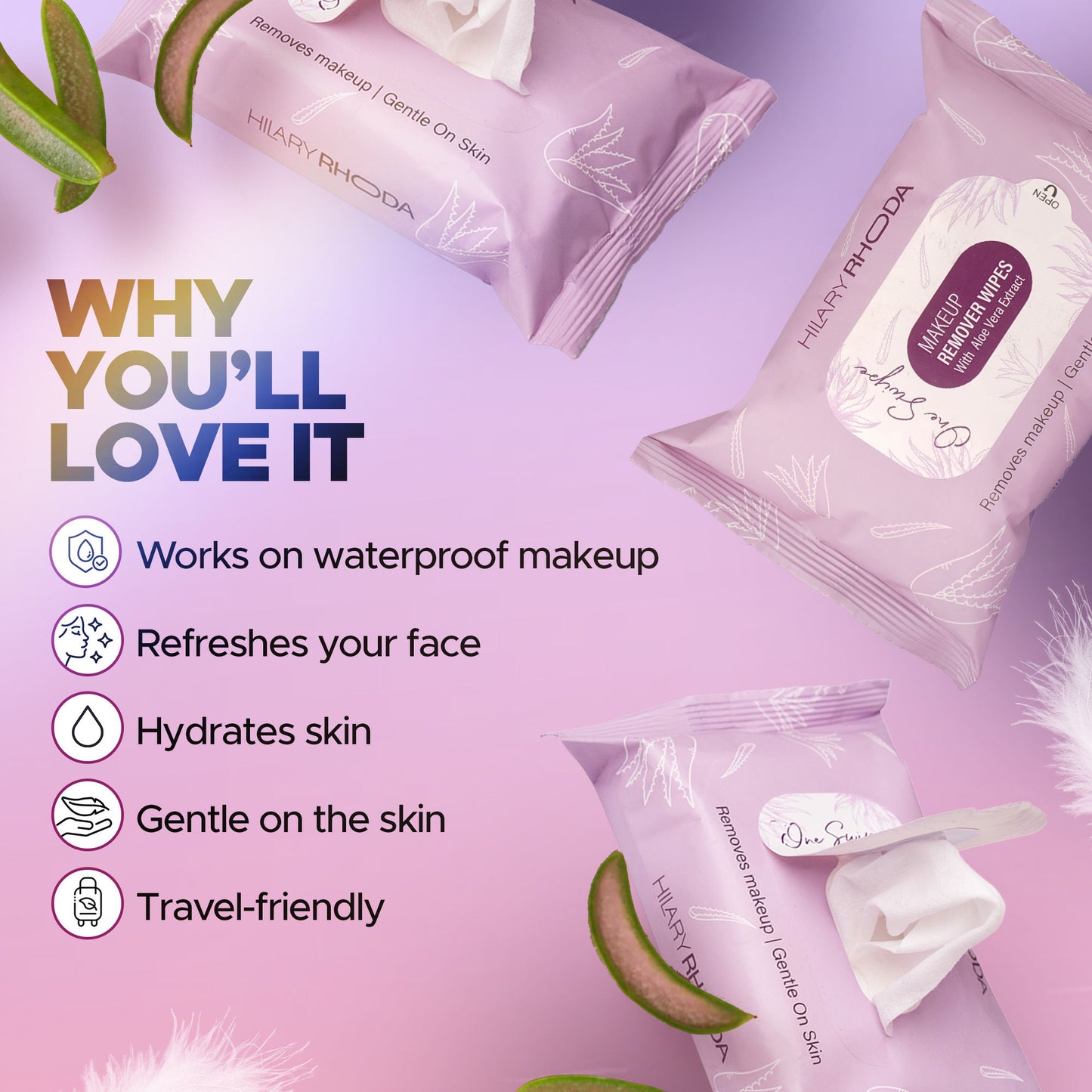 Hilary Rhoda One Swipe Waterproof Makeup Remover Wipes - Distacart