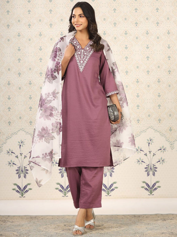 Ode by House of Pataudi Women Ethnic Motifs Yoke Design Regular Thread Work Kurta with Trousers & With - Distacart