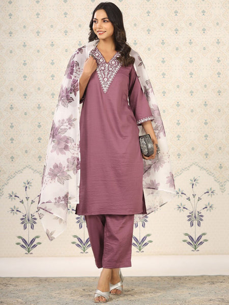 Ode by House of Pataudi Women Ethnic Motifs Yoke Design Regular Thread Work Kurta with Trousers & With - Distacart