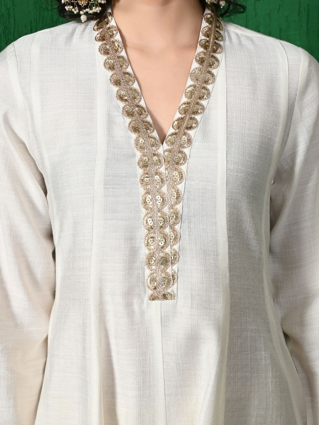 Sangria Sequinned V-Neck Anarkali Kurta - Distacart