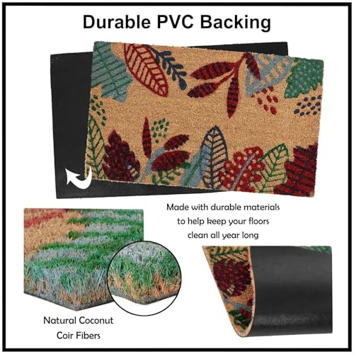 HOKIPO Large Printed Coir Doormats for Entrance Main Door Mat - Dista