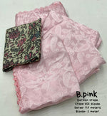 Thumbnail for Pink Poly Silk Ethnic Motifs Saree with Unstitched Blouse - A2M