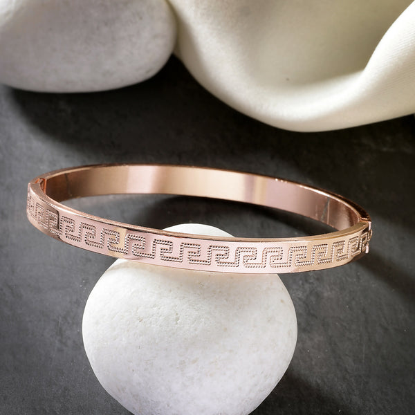 NVR Men's Rose Gold Stainless Steel Kada Bracelet - Distacart