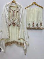 Thumbnail for Teeya Creation Cream Color Chinon Silk Party Wear Trending Palazzo Set - Distacart