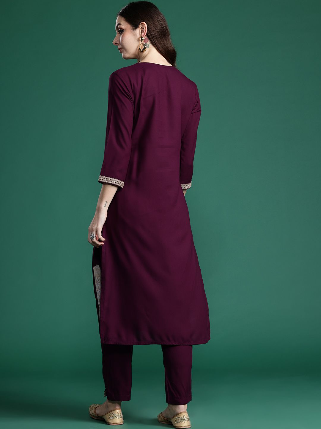 Indo Era Ethnic Motifs Embroidered Sequinned Kurta with Trousers