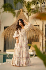 Thumbnail for Aayaa Designer Printed Full Flared Gown - Multi Color - Distacart