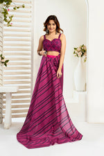Thumbnail for Vastranavya Magenta Digital Printed Linen Ready To Wear Designer Saree with Unstitched Blouse - Distacart