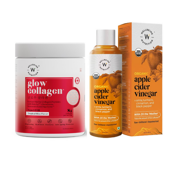 Wellbeing Nutrition Glow Korean Marine Collagen Peptides & Organic Apple Cider Vinegar with 2X Mother Combo - Distacart