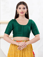Thumbnail for Joban Fashion Bottle-Green Dupion Silk Elbow Sleeveless Front Open Blouse