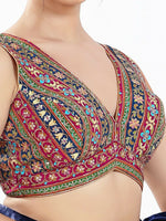 Thumbnail for Joban Fashion Magenta Multi Georgette Padded Blouse With V Neck Sleeveless - Distacart