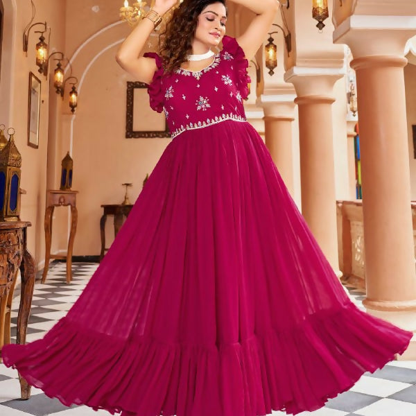 Joban Fashion Rani Readymade Dress With Sequins embroidery Work