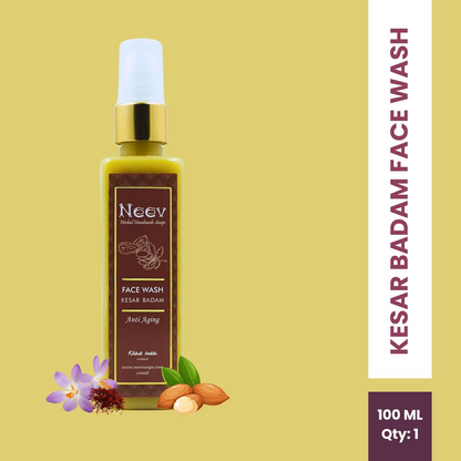 Neev Herbal Handmade Soaps Anti Ageing Kesar Badam Face Wash - Distacart