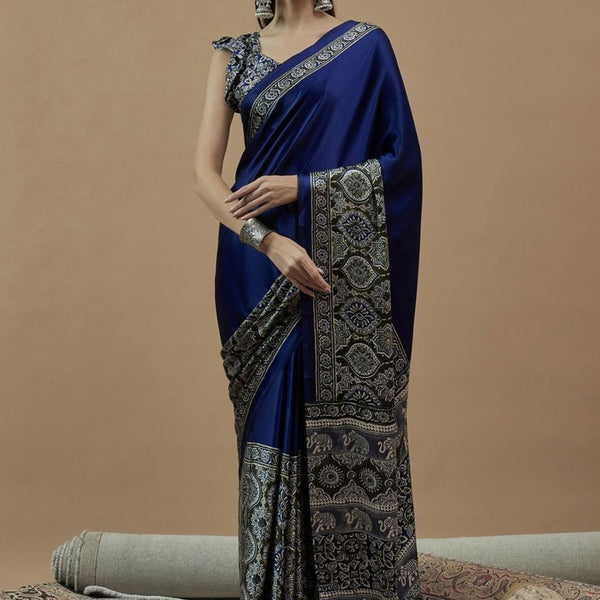 Anouk Ethnic Motifs Poly Crepe Block Print Saree - Distacart