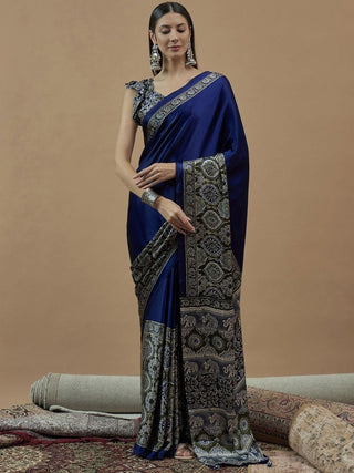 Anouk Ethnic Motifs Poly Crepe Block Print Saree