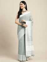 Thumbnail for Astita Linen Sea Green Saree