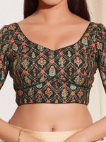 Thumbnail for Joban Fashion Black Viscose Rayon Padded Blouse With Sweetheart Neck Elbow Sleeves - Distacart