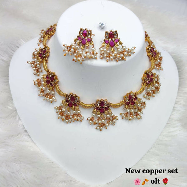 Joban Fashion Women Ruby Copper Necklace Set - Distacart
