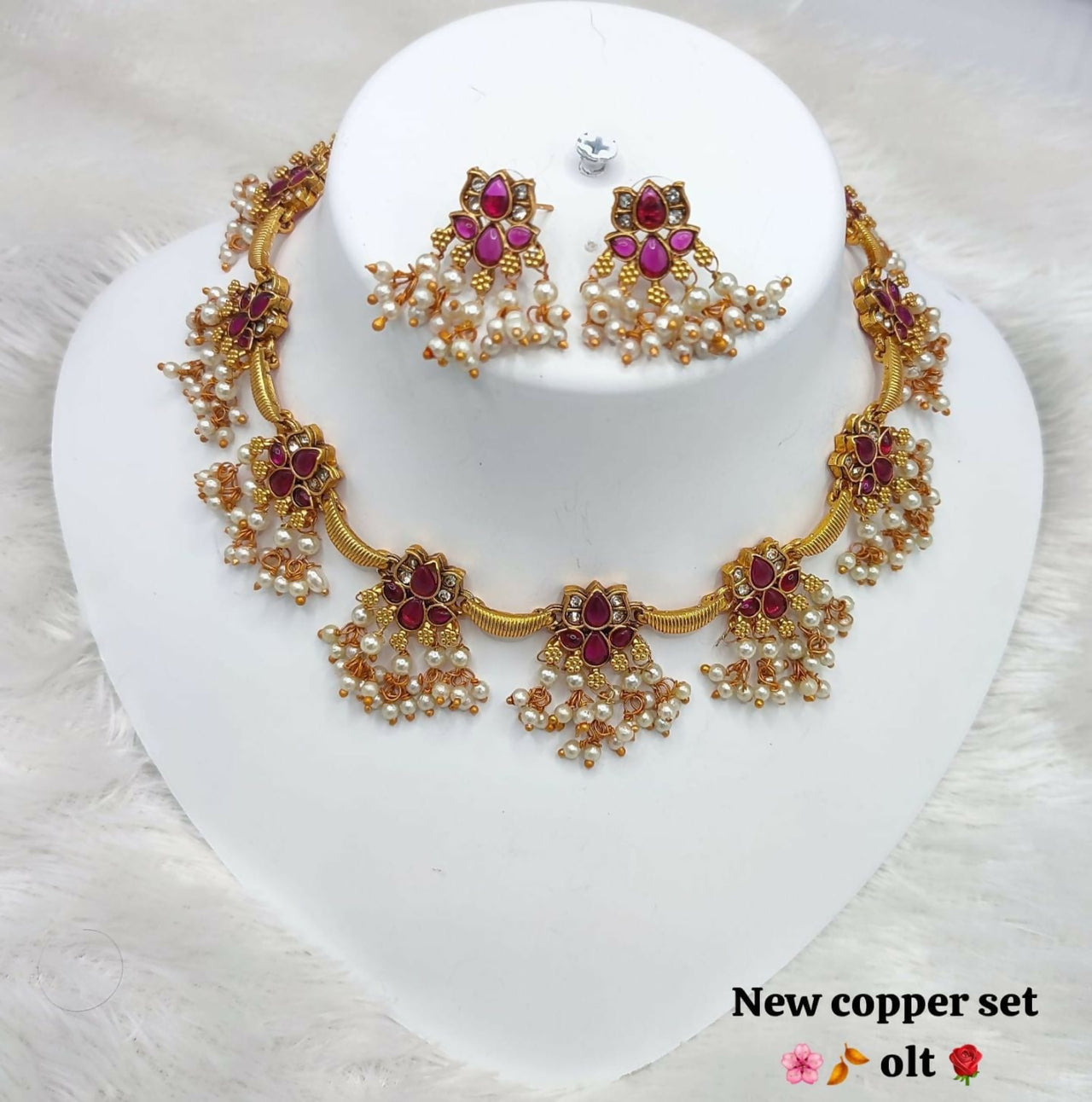 Joban Fashion Women Ruby Copper Necklace Set - Distacart