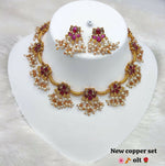 Thumbnail for Joban Fashion Women Ruby Copper Necklace Set - Distacart