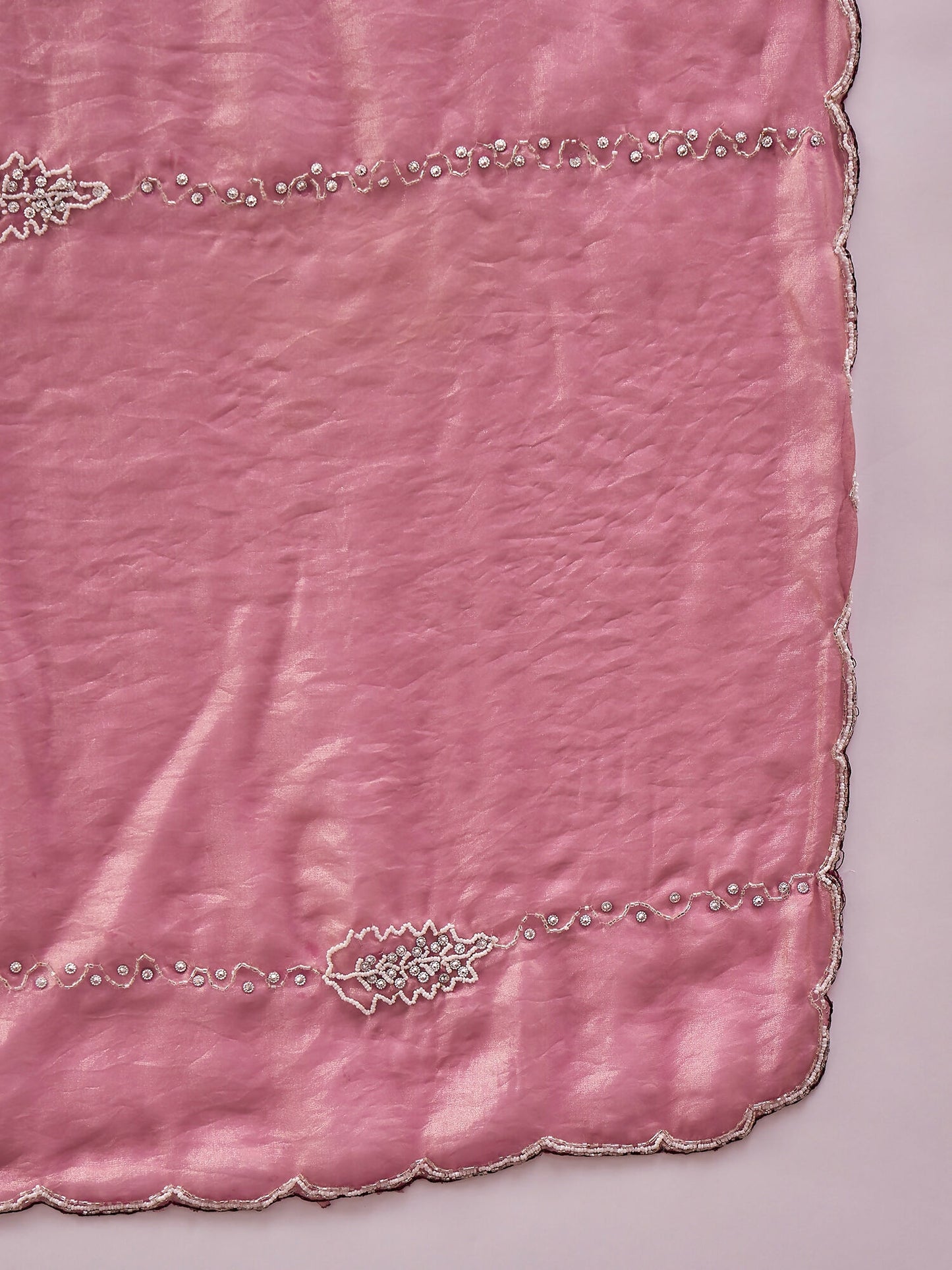 Pink Muslin Embroidered Saree with Unstitched Blouse Piece - Satya - Distacart