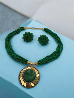 Thumbnail for Inhanns All-Day Statement Beaded Necklace Set - Green - Distacart