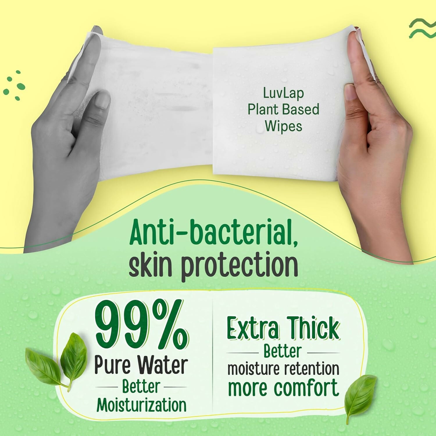 LuvLap Plant Based 99% Pure Water Extra Thick Unscented Baby Wipes - Distacart