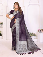 Thumbnail for Aastha Fashion Purple Georgette Silk Zari Weaving Saree - Distacart