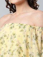 Thumbnail for Ahalyaa Women Crepe Printed Yellow Dress - Distacart