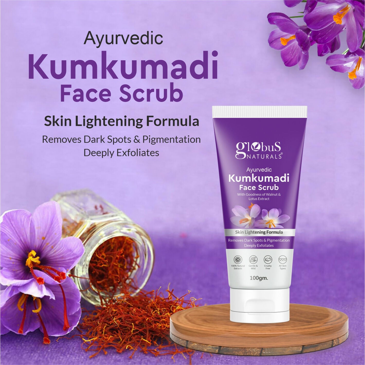 Globus Naturals Ayurvedic Kumkumadi Skin Lightening Face Scrub - Distacart