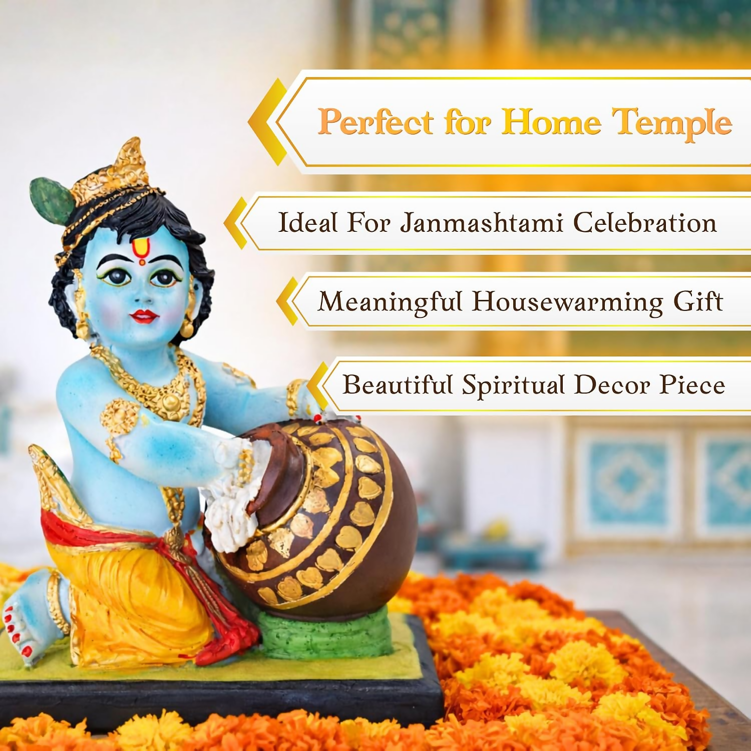 Bal Krishna Idol with Butter Pot - Blue - Dista