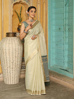Thumbnail for Astita Green Linen Saree