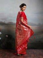 Thumbnail for Shree Shyam Fashion Red Silk Blend Saree - Distacart
