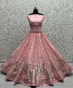 Thumbnail for Jyoti Fashion Women's Pink Bridal Net Fancy Foil & Sequins with Multi Thread Embroidered Wedding Lehenga Choli - Distacart