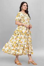 Thumbnail for Preksha Creation Women American Crepe Micro Gown - Yellow - Distacart