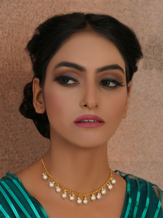 Golden Pearl Neckpiece (Gold) - Ruby Raang - Distacart