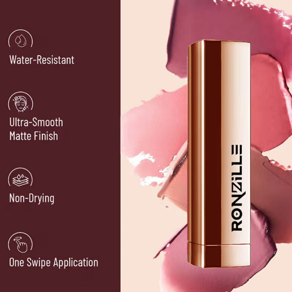 Ronzille Natural Colored Long Stay Matte Lipstick - Shade 17 - Dista
