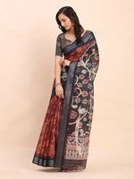 Thumbnail for Astita Linen Cotton Maroon Saree