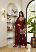 Thumbnail for Teeya Creation New Latest Stylish Kurta Palazzo Set - Red - Dista