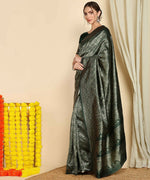 Thumbnail for Preksha Creation Designer Women Banarasi Soft Silk Saree - Green - Distacart