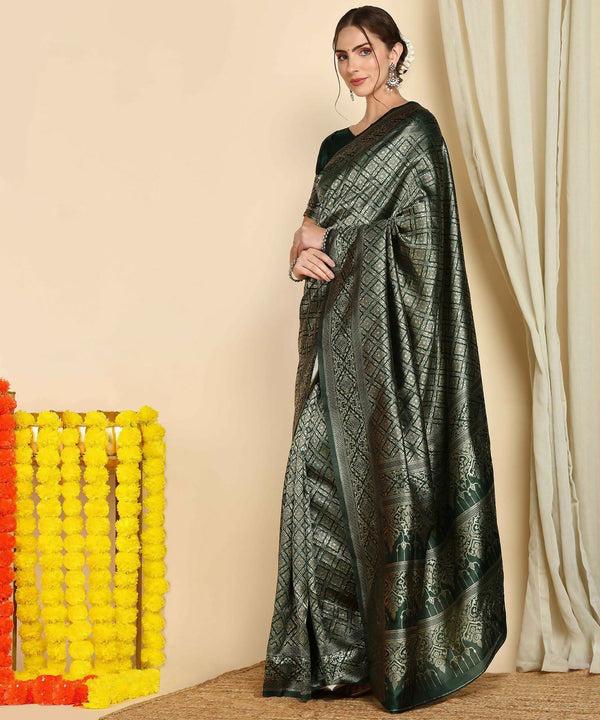 Preksha Creation Designer Women Banarasi Soft Silk Saree - Green - Distacart