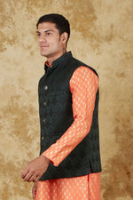 Thumbnail for Bluesaanchi Men's Jacquard Orange Waistcoat - Distacart