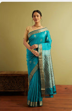 Thumbnail for Preksha Creation Designer Women Banarasi Soft Silk Saree - Sky Blue - Distacart