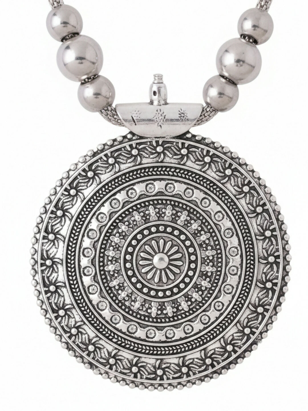 NVR Women Round Mandaliya Silver Plated Necklace - Distacart