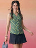 Janasya Teal Waistcoat Cotton Top - Dista