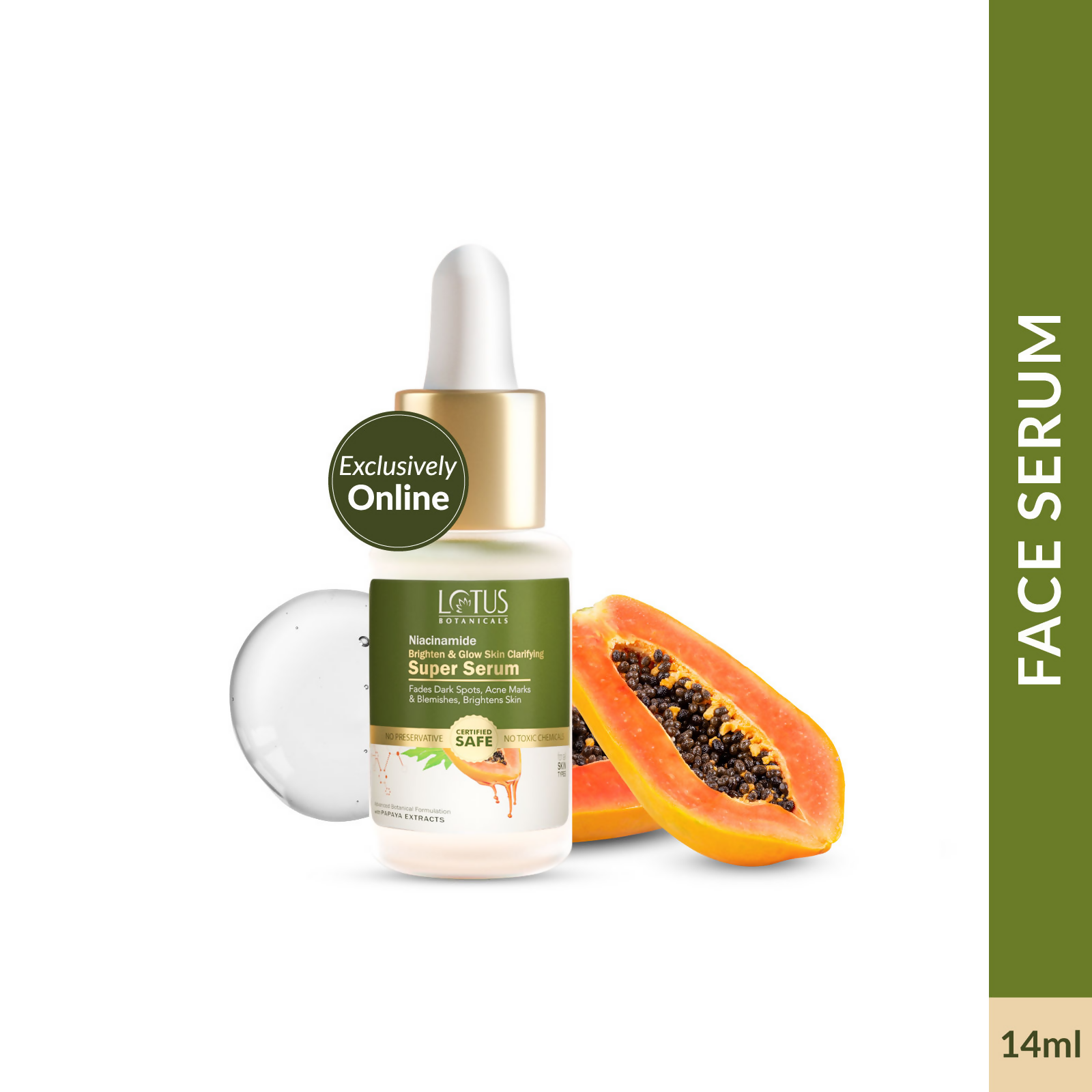 Lotus Botanicals Niacinamide & Papaya Brighten & Glow Skin Clarifying Super Serum - Distacart