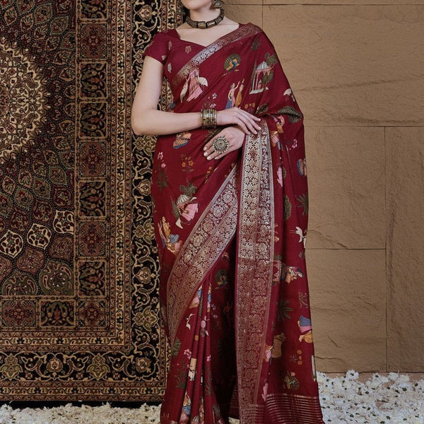 Anouk Kalamkari Zari Silk Blend Sungudi Saree - Distacart