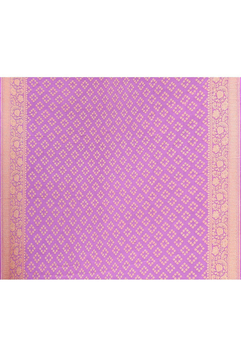Joban Fashion Dark And Light Lilac Crepe Chiffon Pure Handloom Banarasi Silk Saree