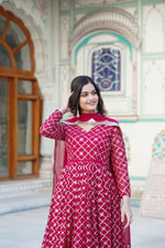 Thumbnail for Aastha Fashion Women's Rani Pink Faux Georgette Sequins Embroidered Anarkali Dress with Dupatta - Distacart